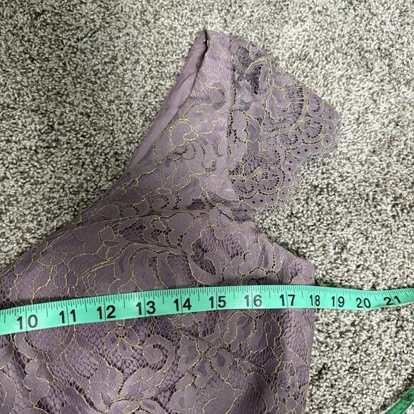 Jenny Yoo Bridgette Garden Lace Dress Plum Purple Size 10 Gold Threading V Neck - Picture 12 of 16